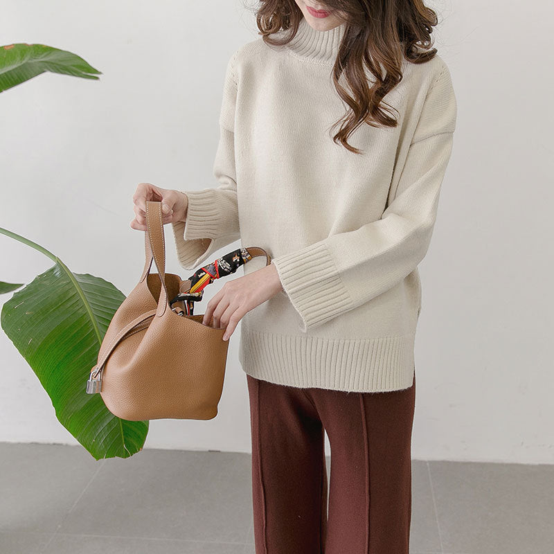 2021 Korean winter new maternity pregnant women sweater size loose turtleneck sweaters backing