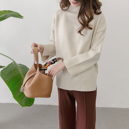 2021 Korean winter new maternity pregnant women sweater size loose turtleneck sweaters backing
