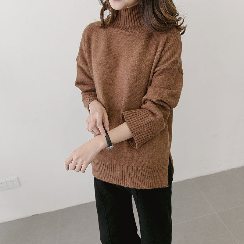 2021 Korean winter new maternity pregnant women sweater size loose turtleneck sweaters backing
