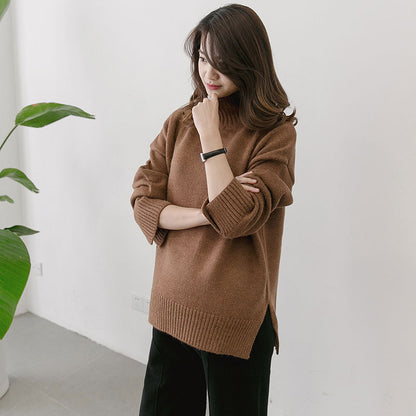 2021 Korean winter new maternity pregnant women sweater size loose turtleneck sweaters backing