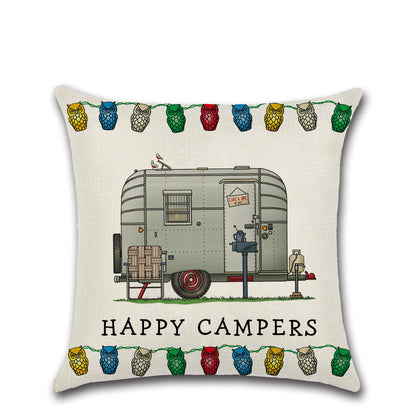 New Cartoon Camper RV Dining Car Series Linen Pillow Case