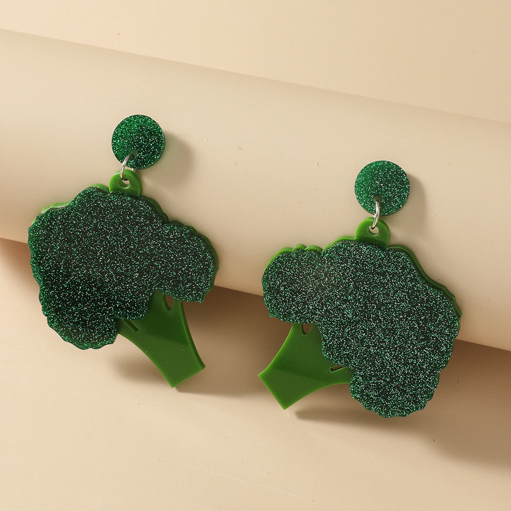Women's Acrylic Fashion Personality Broccoli Earrings