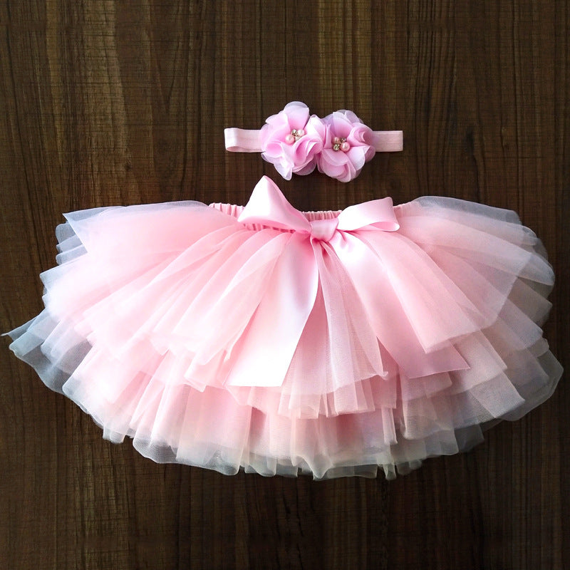Net yarn half-length skirt children's skirt