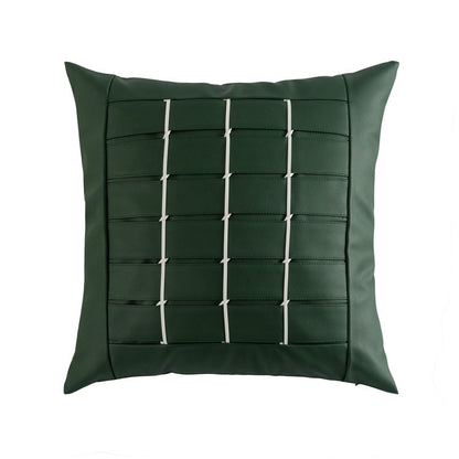 Simple Geometry PU Leather Technology Cloth Splicing Pillowcase