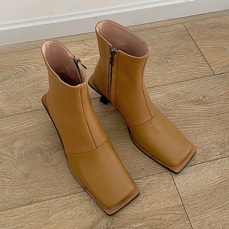 Women's retro leather short boots