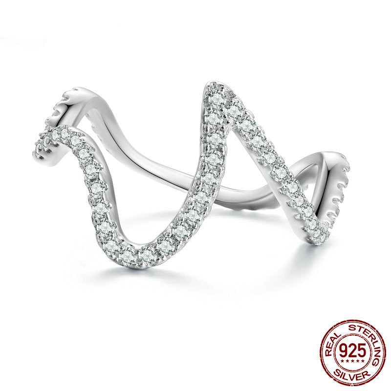 Zircon Wave Ring Light Luxury And Indifferent