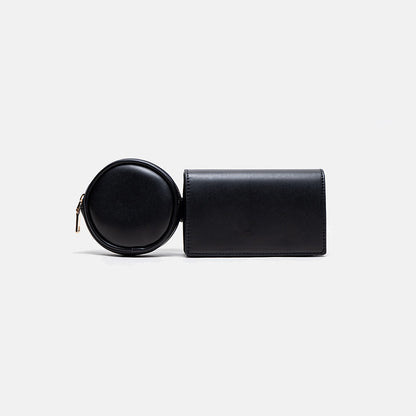 Patchwork color square round waist bag