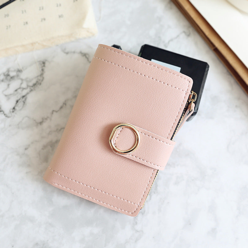 Simple small wallet with zipper buckle ring