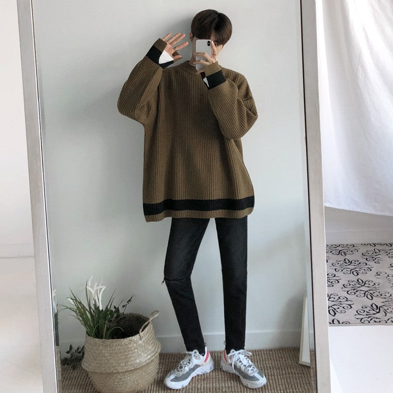 Winter Round Neck Sweater Men's Thick Section