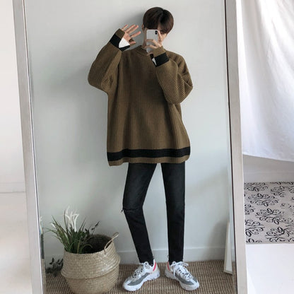 Winter Round Neck Sweater Men's Thick Section