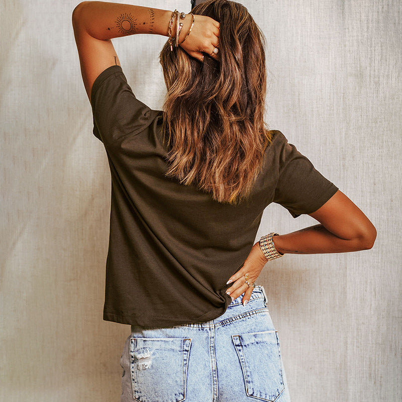 Casual Short Sleeve Loose Printed Round Neck Women's T-shirt