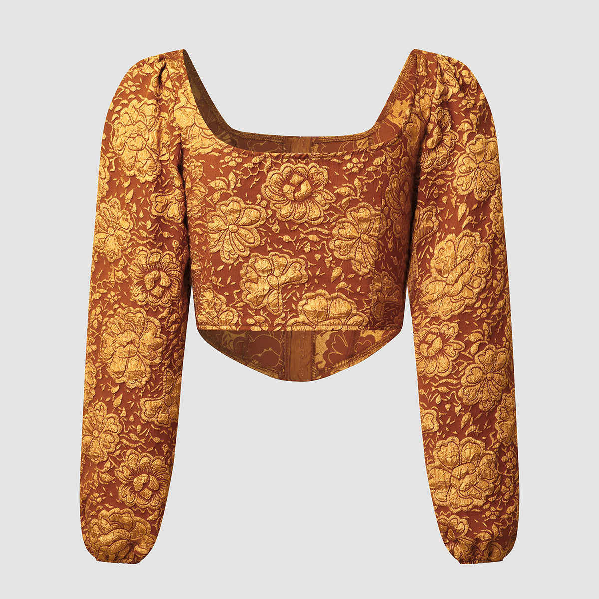 Embroidered Small Tank Top With Long Sleeved Buttons