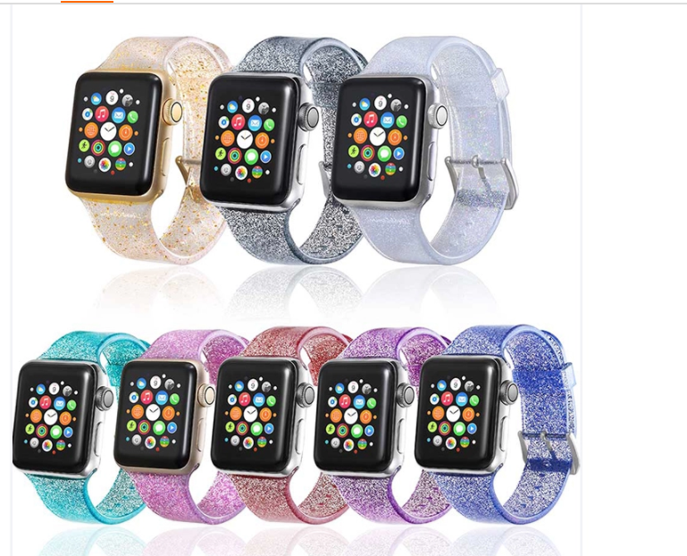 Smart watch strap silicone glitter strap
