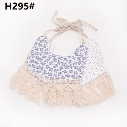 Cotton and linen two-layer saliva towel bib bib