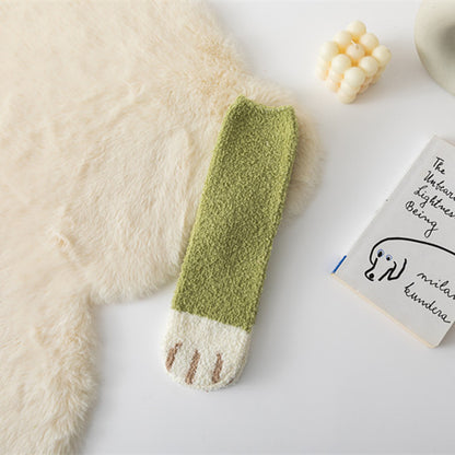 Coral Fleece Cat's Paw Home Ladies Winter Tube Socks
