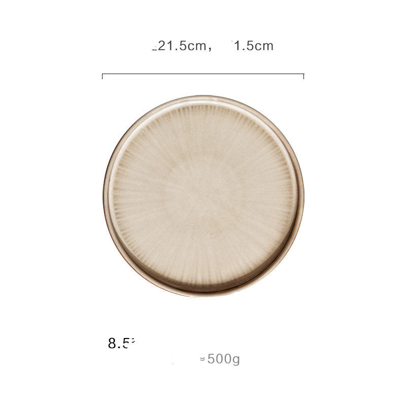 European Style Flat Plate Creative Ceramic Relief Personalized Kiln Glazed Western Tableware