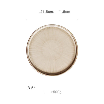 European Style Flat Plate Creative Ceramic Relief Personalized Kiln Glazed Western Tableware