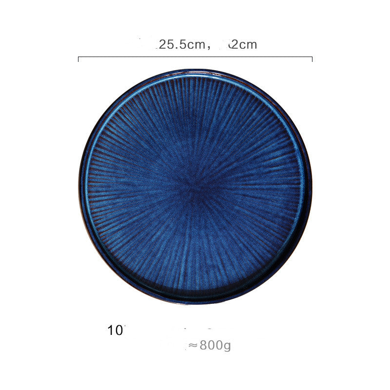 European Style Flat Plate Creative Ceramic Relief Personalized Kiln Glazed Western Tableware