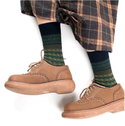 Mid Length Double Needle Christmas Artistic Retro Ethnic Style Long Socks