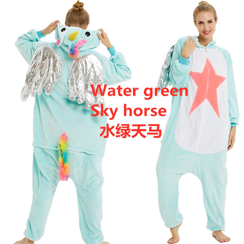 Flannel Cute Cartoon Animation Animal Pajamas Minotaur Elk Husky One-Piece Pajamas For Men And Women