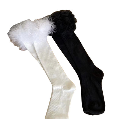 Feather Lace Cotton Mid-calf Length Socks Girl Calf Socks