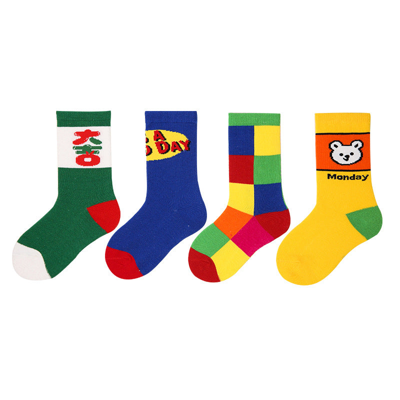 Children's Socks, Trendy Socks, Spring Letters, Street Sports Style