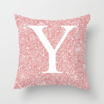 Metal Letters Peach Skin Fabric Pillow Cover Cushion Cover