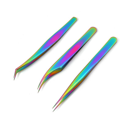 Stainless Steel Eyelash Tweezers Eyelash Curler 3-piece Set