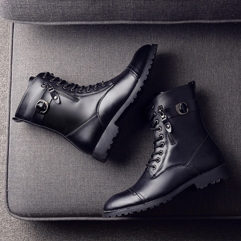 Youth Fashion Martin Boots British High Tube Cotton Leather Boots Men