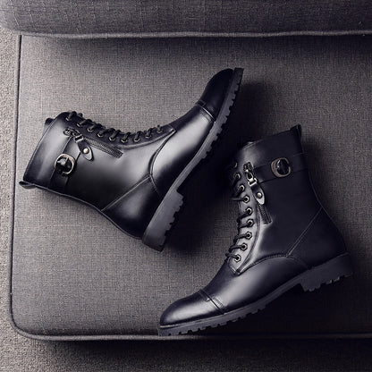 Youth Fashion Martin Boots British High Tube Cotton Leather Boots Men