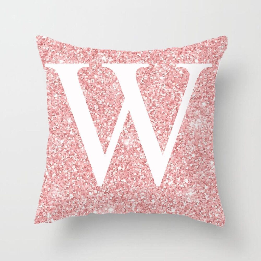 Metal Letters Peach Skin Fabric Pillow Cover Cushion Cover