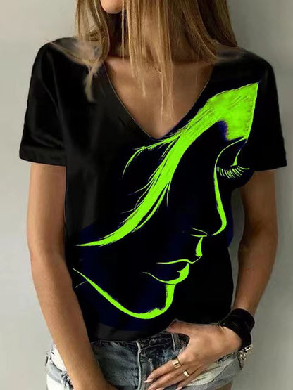 Women's Printed Pullover Short-sleeved Top