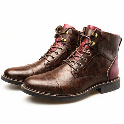 Zipper Plus Size Men's Leather Fashion Tooling Martin Boots