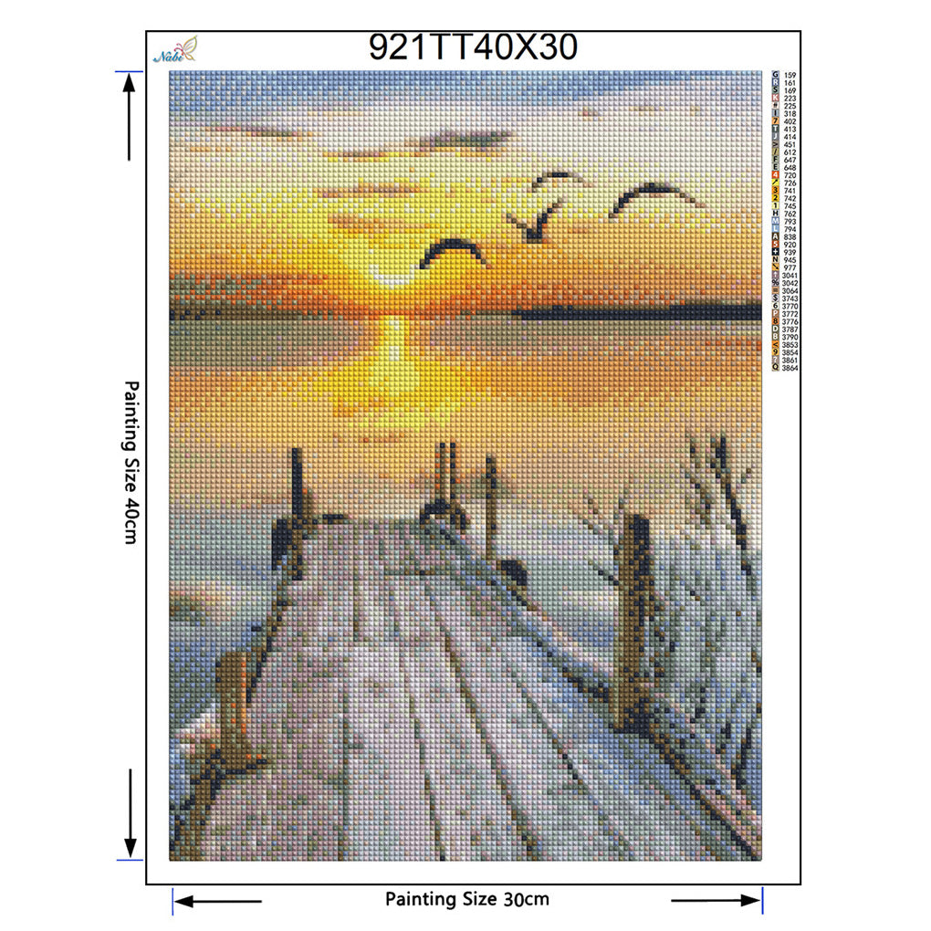 Full Square Diamond 5D DIY Diamond Painting Sunset Lake Embroidery CrossStitch