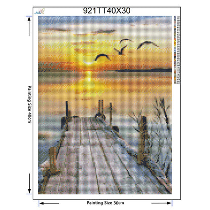 Full Square Diamond 5D DIY Diamond Painting Sunset Lake Embroidery CrossStitch