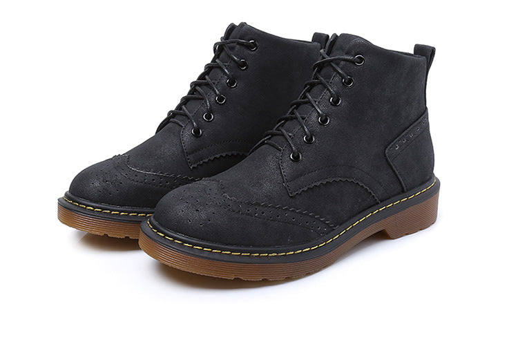 Women's solid British lace up Martin boots