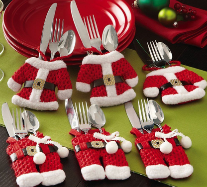 6 pcs New Year Holder Chirstmas Cutlery Knife Fork Cutlery Set Trousers Skirt 2021 Navidad Christmas Christmas Decorations for Home
