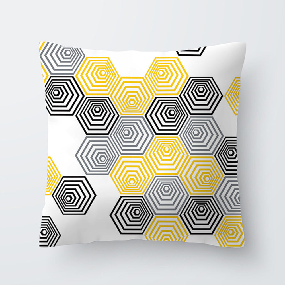 Geometric yellow Hawaiian pillowcase