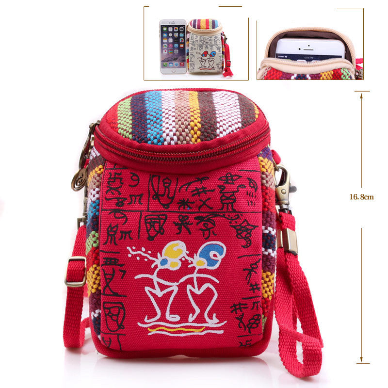 Canvas put mobile phone coin purse