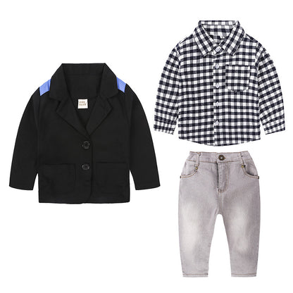 Boy's shirt and trousers belt 3-piece suit