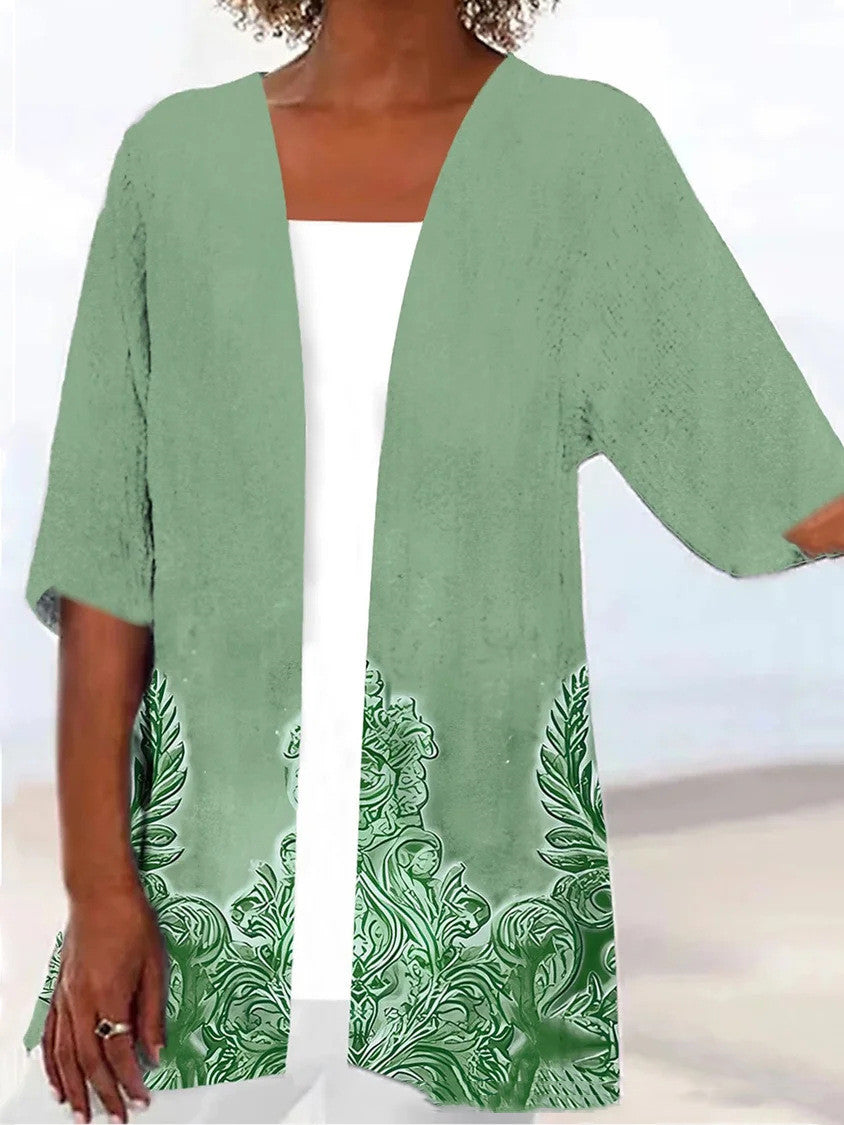 Printed Loose Top Fashion Coat