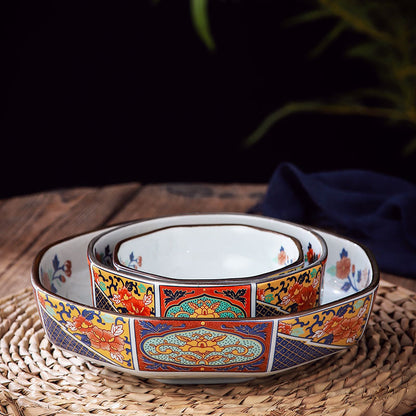 Ceramic Bowl Japanese Octagonal Tableware For Household Use