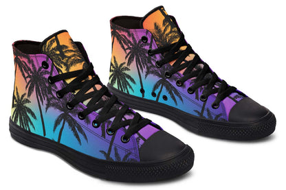Men's And Women's Fashion Color Printing High-top Canvas Shoes