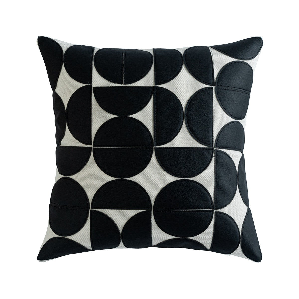 Simple Geometry PU Leather Technology Cloth Splicing Pillowcase