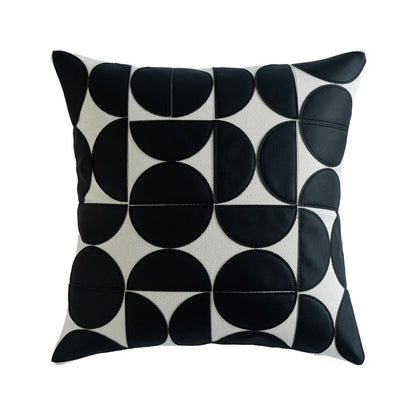 Simple Geometry PU Leather Technology Cloth Splicing Pillowcase