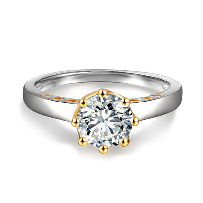 Ring Color Separation Crown Zircon Heart Shape