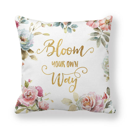 Butterfly Flower Pattern Encrypted Peach Skin Pillowcase