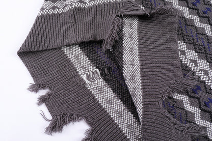Men's Autumn And Winter Torn Jacket Jacquard Color Matching