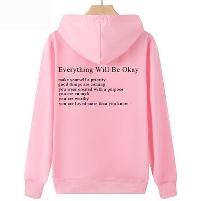 Everything Will Be Okay Loose Casual Men's And Women's Korean Version Loose Round Neck Top
