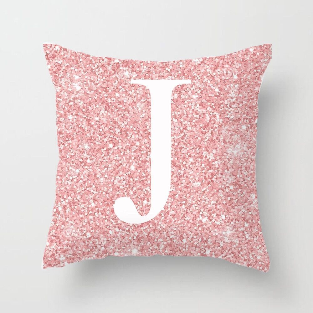 Metal Letters Peach Skin Fabric Pillow Cover Cushion Cover